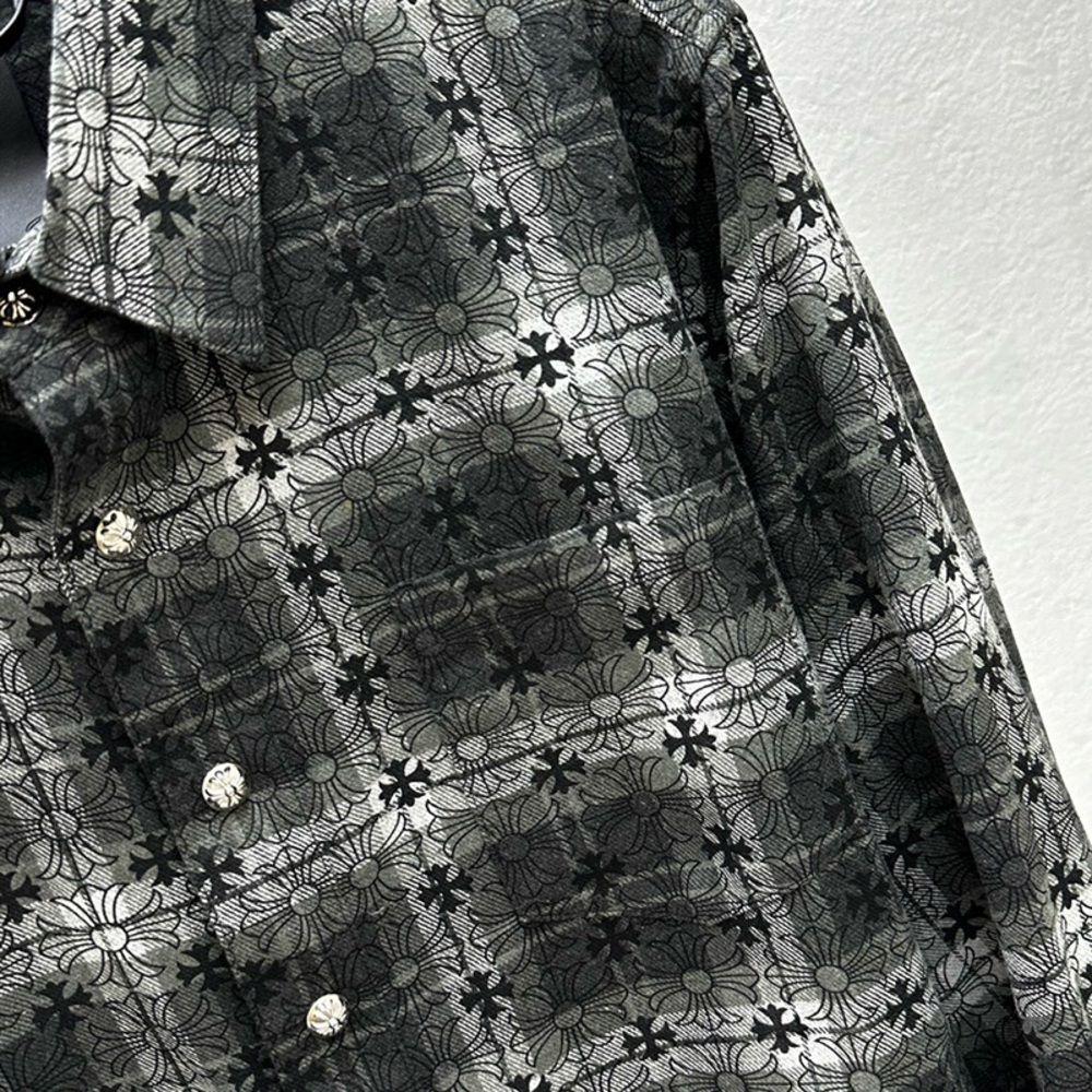 Chrome Hearts Men's Black and Gray Plaid Shirt - Picture 4 of 11